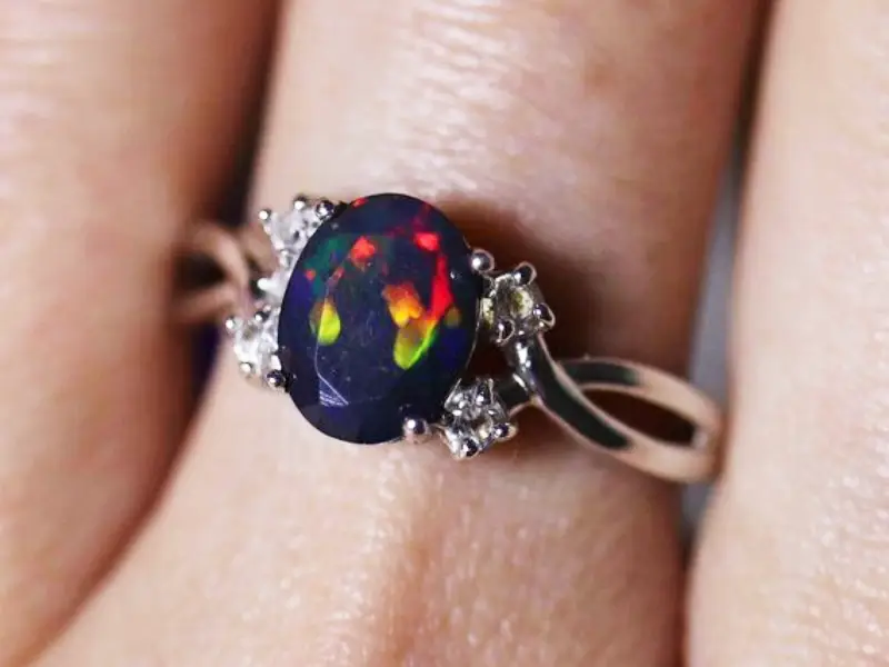 Black Fire Opal Ring