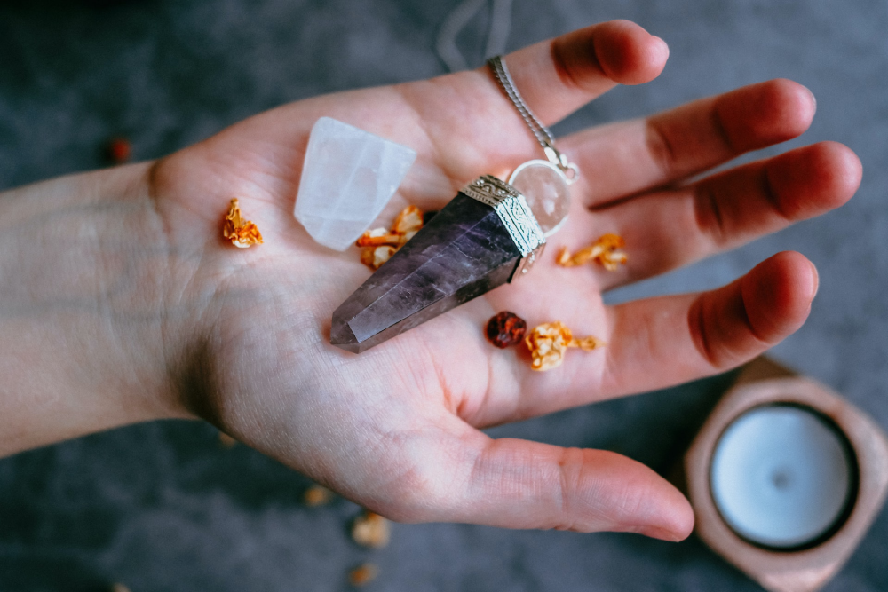 Amethyst and Clear Quartz Pendant Crystal Necklace - Magic Crystals
